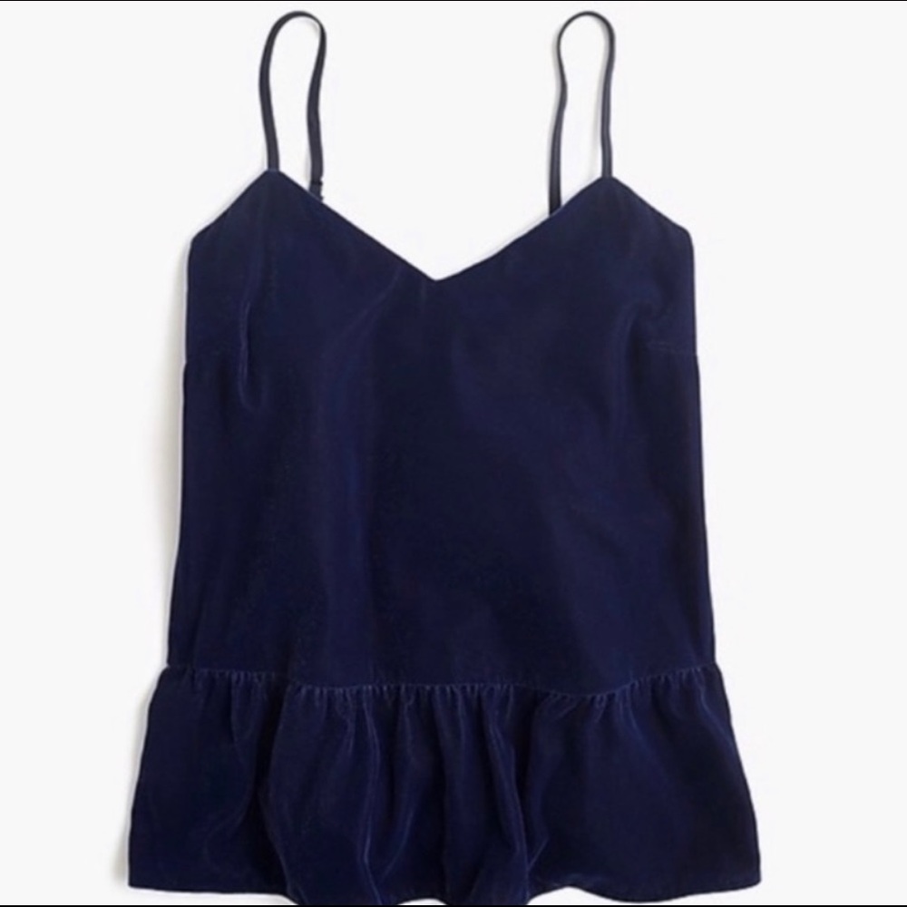 BNWT Velvet Cami with Peplum J. Crew Navy Blue